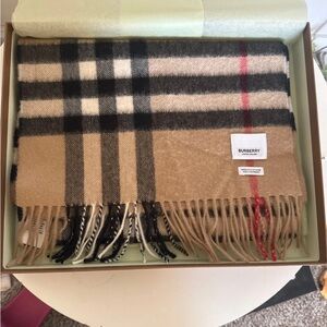 Burberry Beige and Black Cashmere Scarf